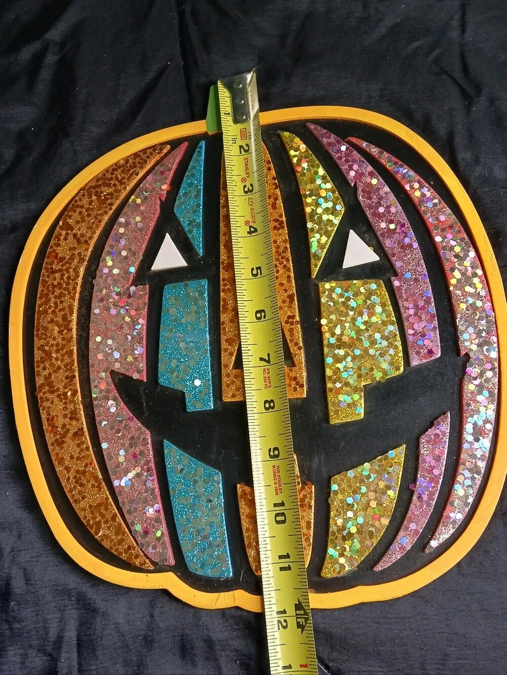 Halloween Glitter Pumpkin Wall Decor - Multicolor Lot Of 2
